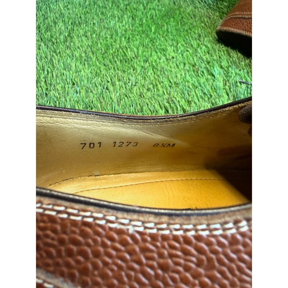 Zelli‎ Brown Pebbled Leather Oxford Split Toe Shoes Mens 8.5 M Made in Italy